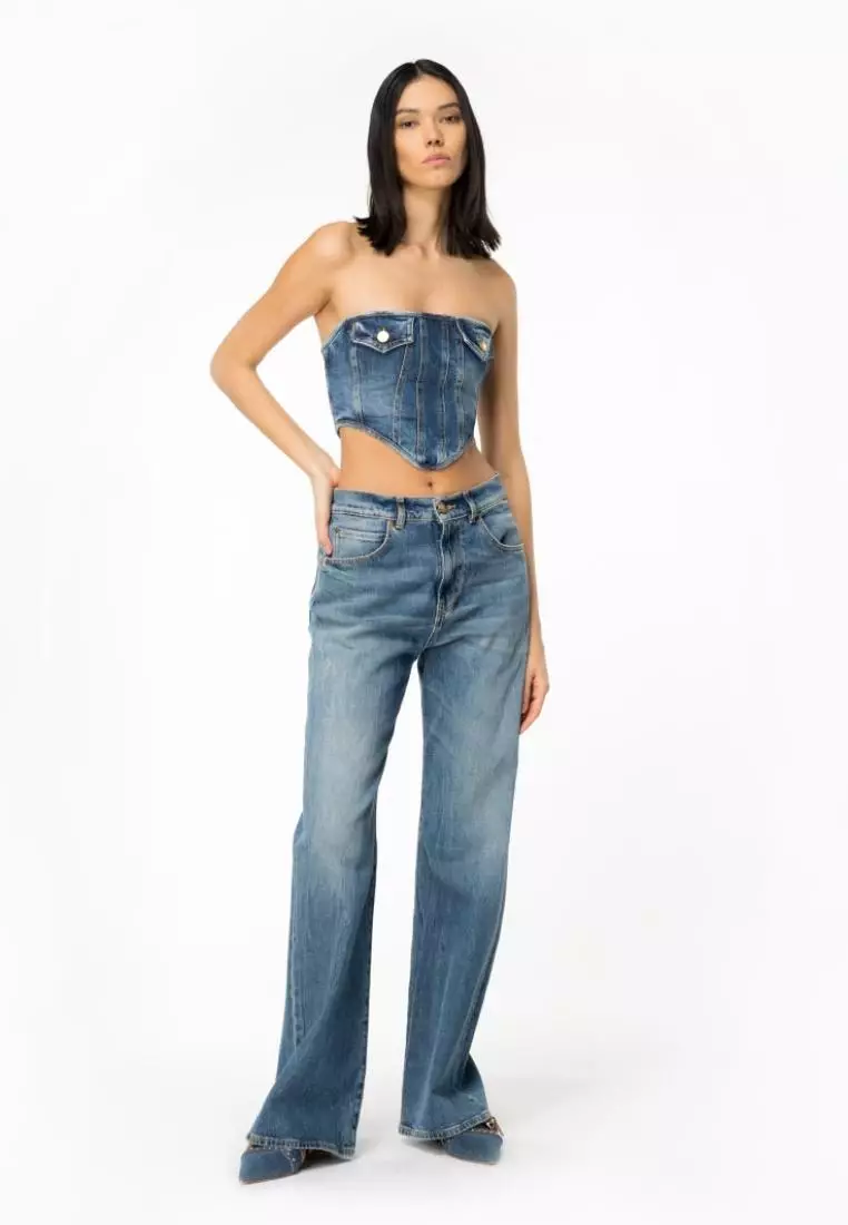 デニム・ジーパン PINKO SS25 'Wanda' jeans (101733A2DZ PJV) 101733A2DZ Pinko Wanda | Palazzo Jeans In Soft Denim