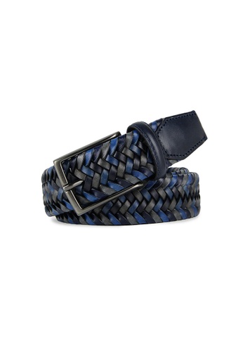 Barnns blue Barnns Limited Hand Woven Cowhide Leather Belt in Ocean 76D59ACCB09440GS_1