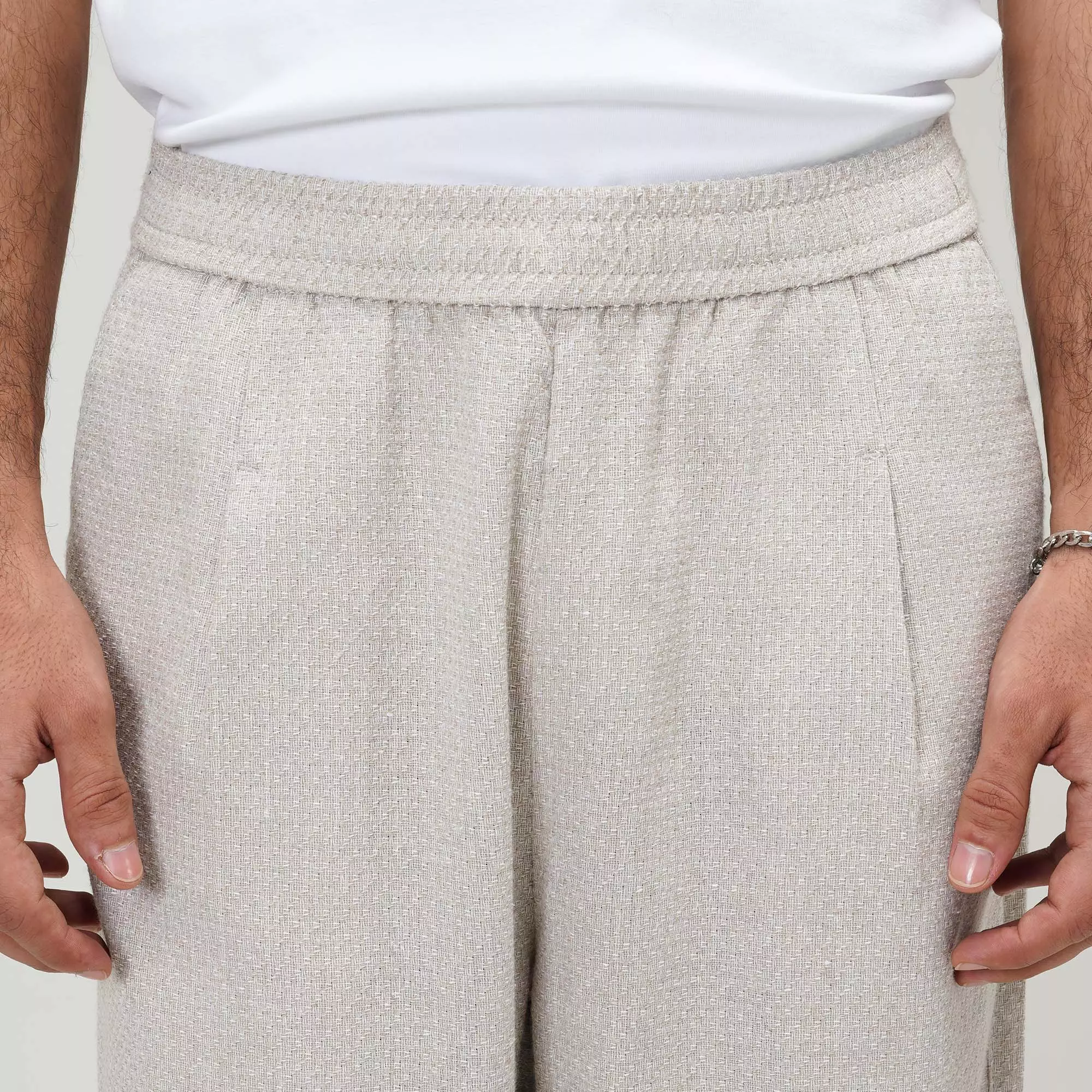 CELCIUS Relax Jaquard Pleated Pants I31000492C Cream