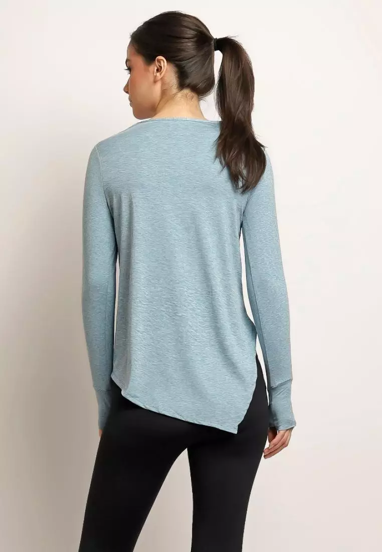 Fitwear - Kaos Olahraga Wanita FITWEAR NEW AURORA DRYFIT SIDE TIE OVERSIZE L/S - QUEEN BLUE