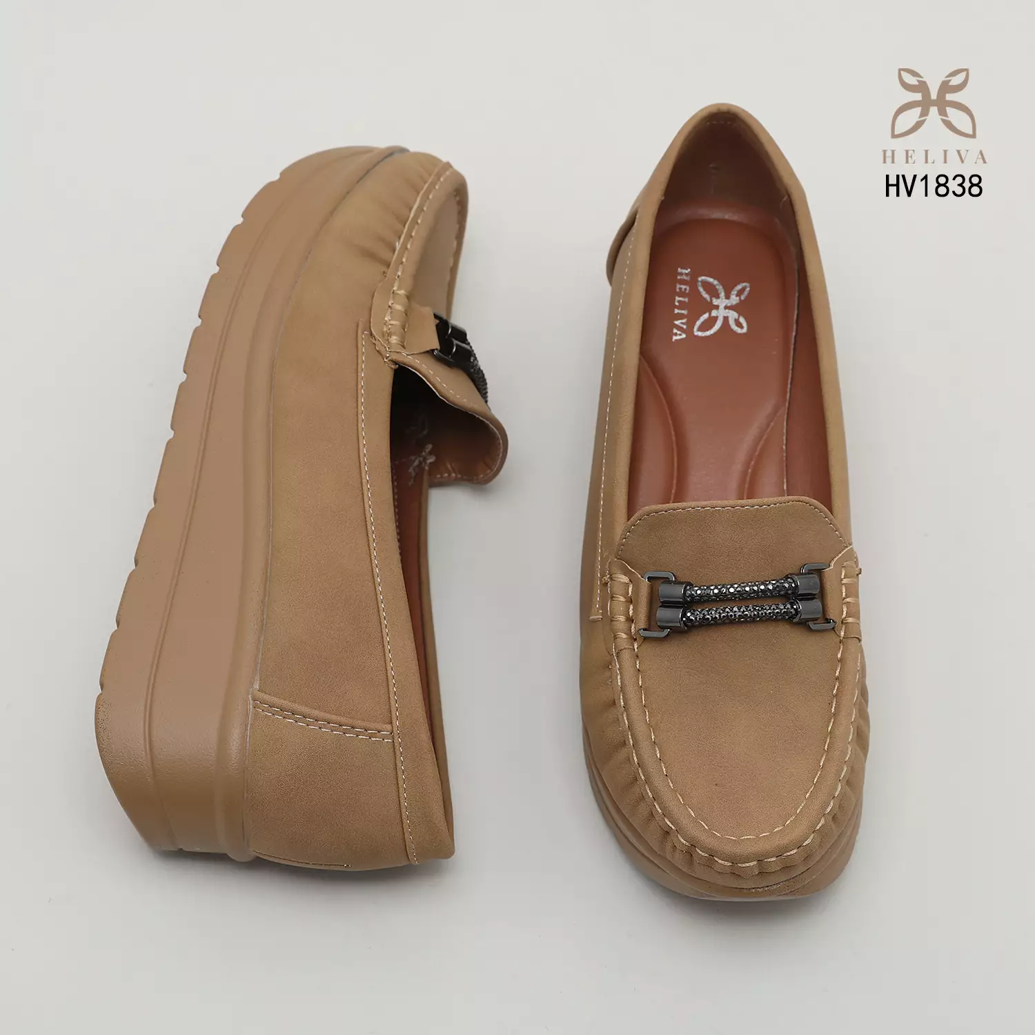 Heliva Denis Wedges Shoes Office Lady Looks With Braided Chain