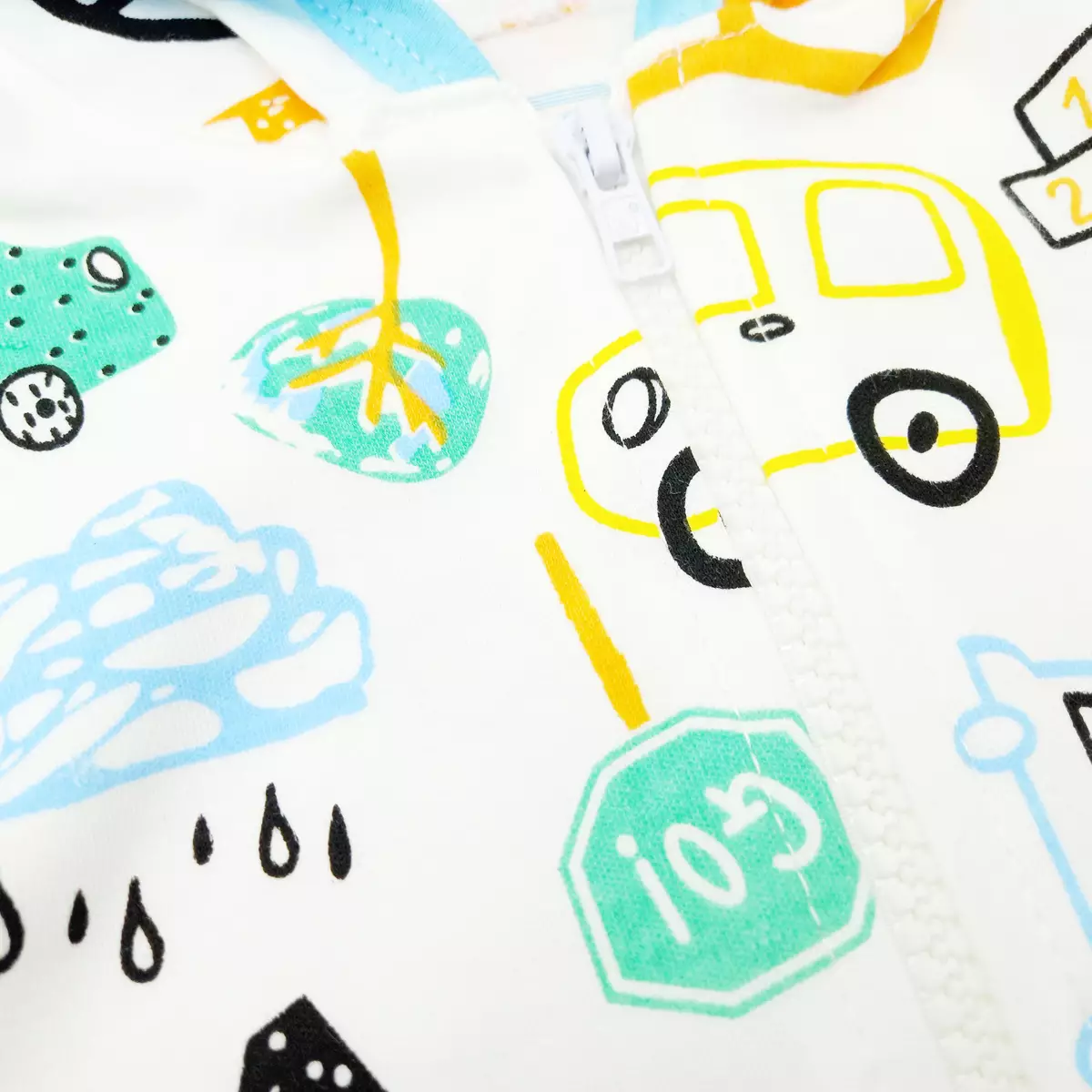 Wakakids Jaket Bayi Laki Laki Sweater Anak Usia 6 Bulan Hingga 12 Bulan Motif Car Full Printing 4085 Biru Muda