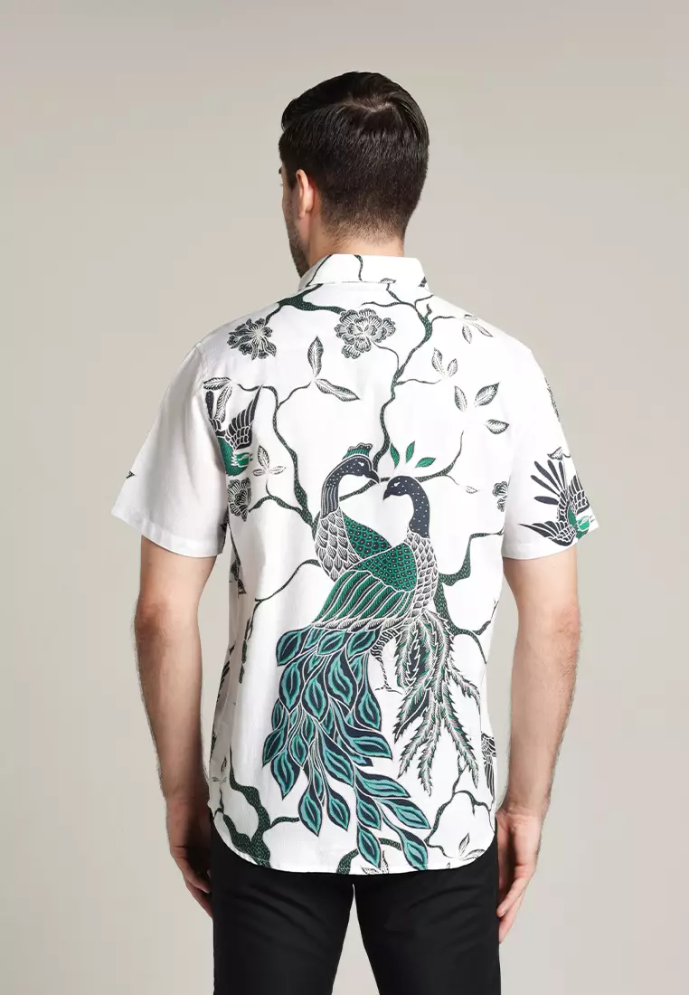 MOC - Kemeja Batik Pria Lengan Pendek Mahayana - White