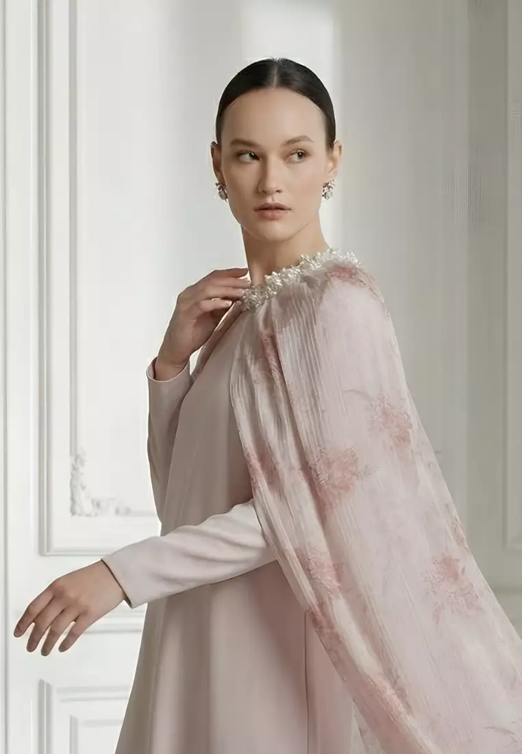 Asymmetrical Side Cape Kaftan in Silk