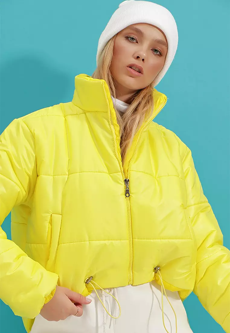 Stand Collar Double Pocketed Inflatable Puffer Jacket