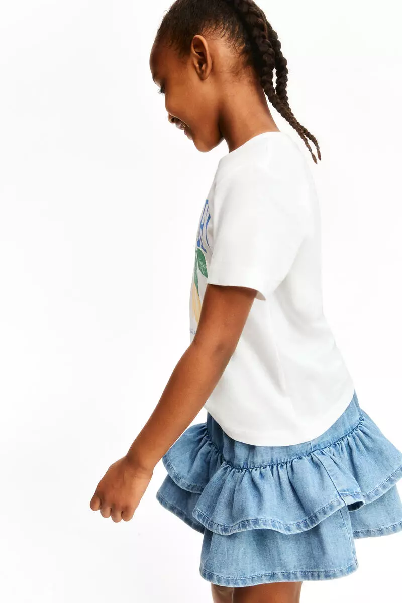 Tiered denim skirt