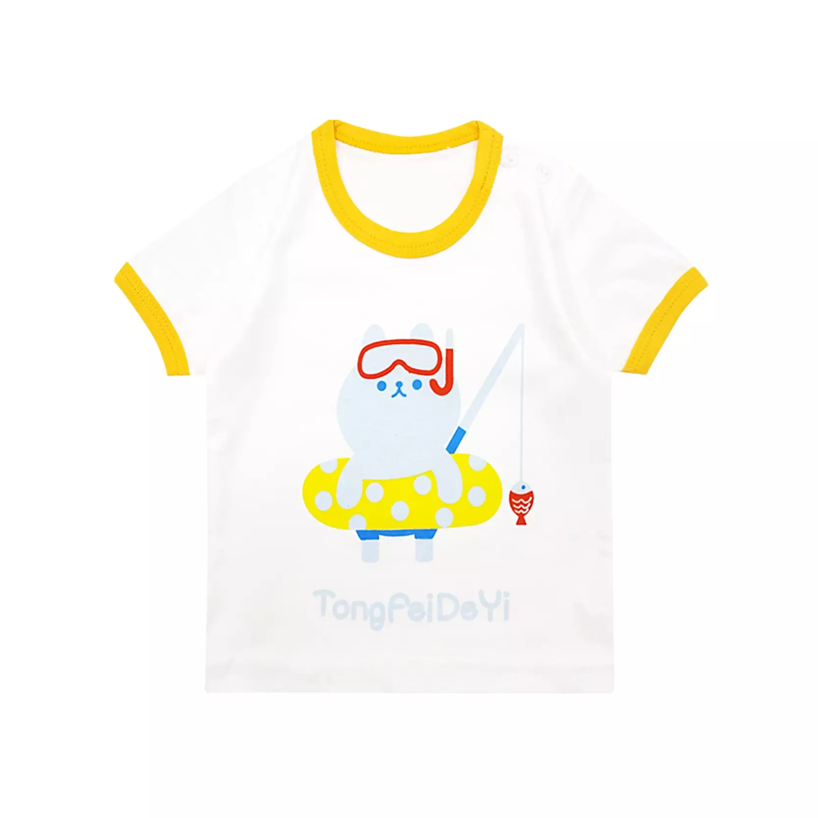 Wakakids Baju Oblong Pendek Setelan Bayi Anak Laki Laki Usia 0 Bulan Hingga 6 Bulan Motif Fishing 4055 Kuning