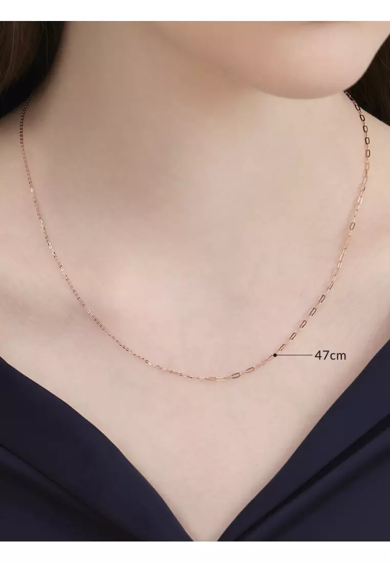 18K Rose Gold Anchor Chain and Paperclip Chain Necklace for Women 94222N
