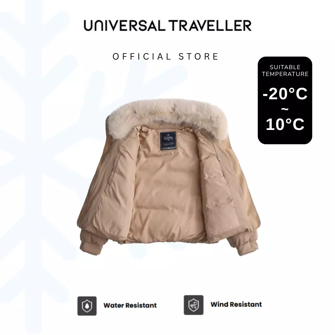 UNIVERSAL TRAVELLER DETACHABLE FUR COLLAR PUFFER DOWN JACKET DJW25016