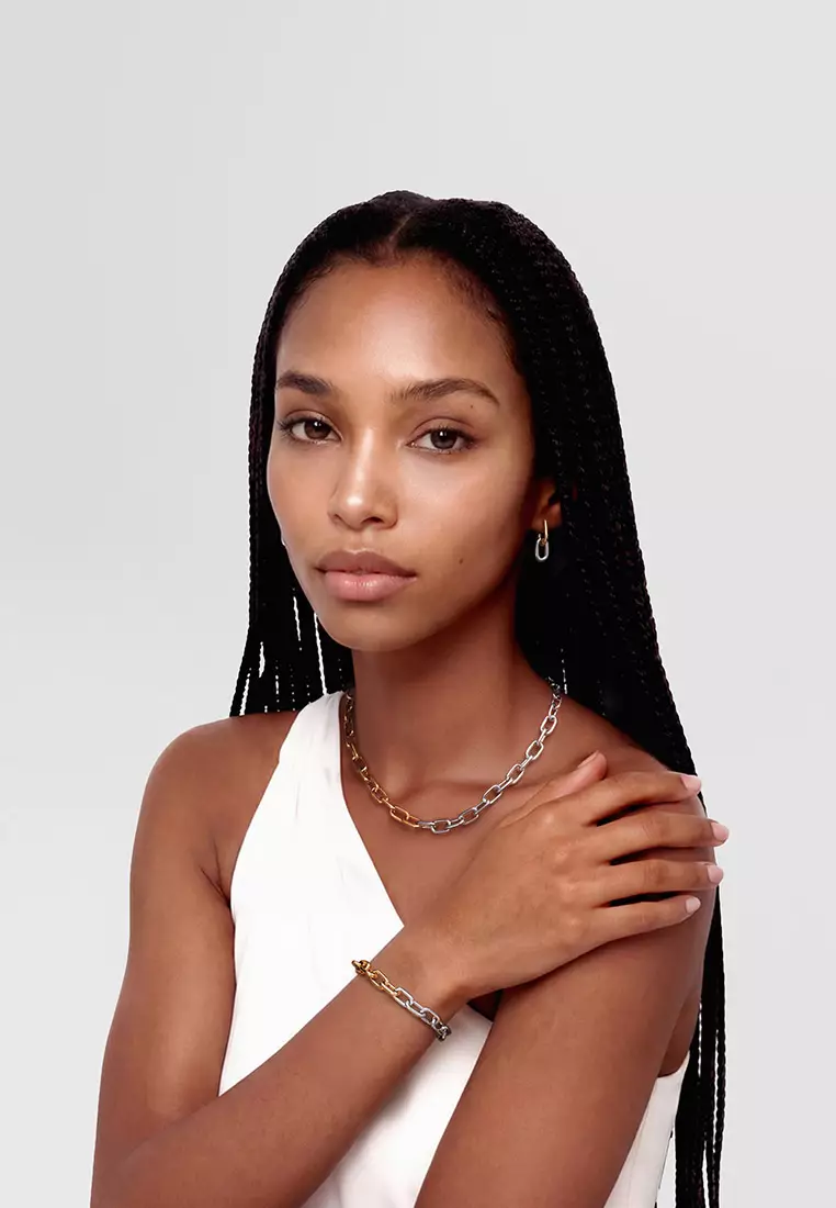 Contrast Link Bracelet Two Tone Gold - Unisex Bracelet for women and men stainless steel Bracelet DW Official Authentic Original gelang tangan perempuan lelaki DW