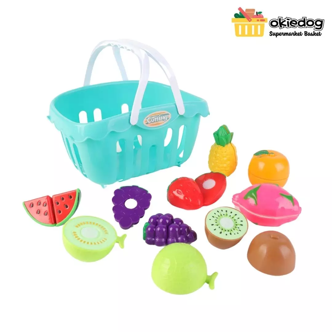 Okiedog Supermarket Basket Fruits - Mainan Keranjang Belanja, Mainan Potong Buah Sayur