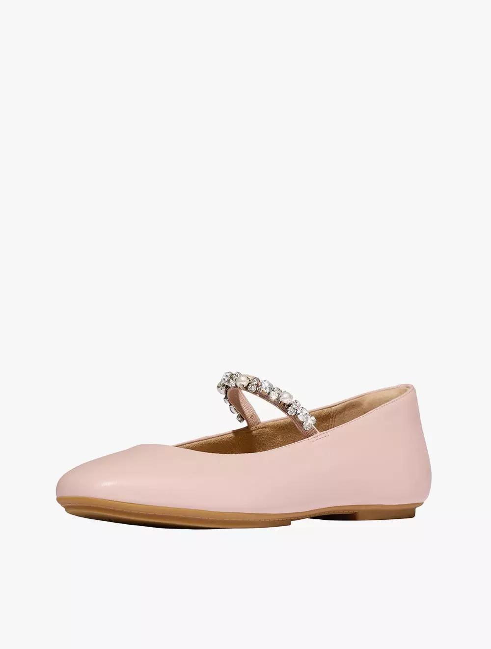 Fitflop Delicato Pearls-And-Crystal Leather Women's Ballet Flats - Faded Blush