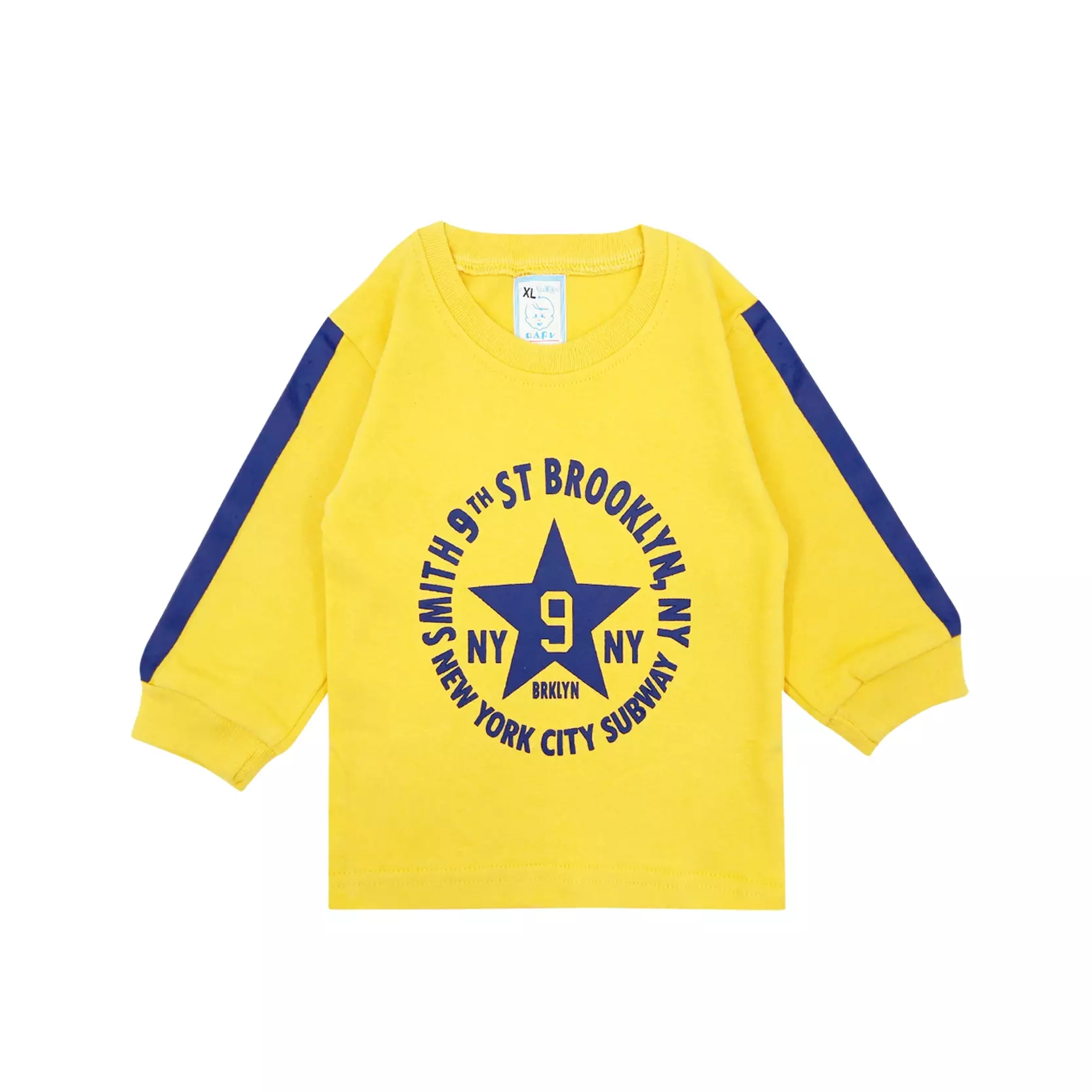 Wakakids Baju Lengan Panjang Setelan Celana Jogger Piyama Anak Laki Laki Usia 12 Bulan Hingga 18 Bulan Motif Brooklyn NY 3014 Kuning