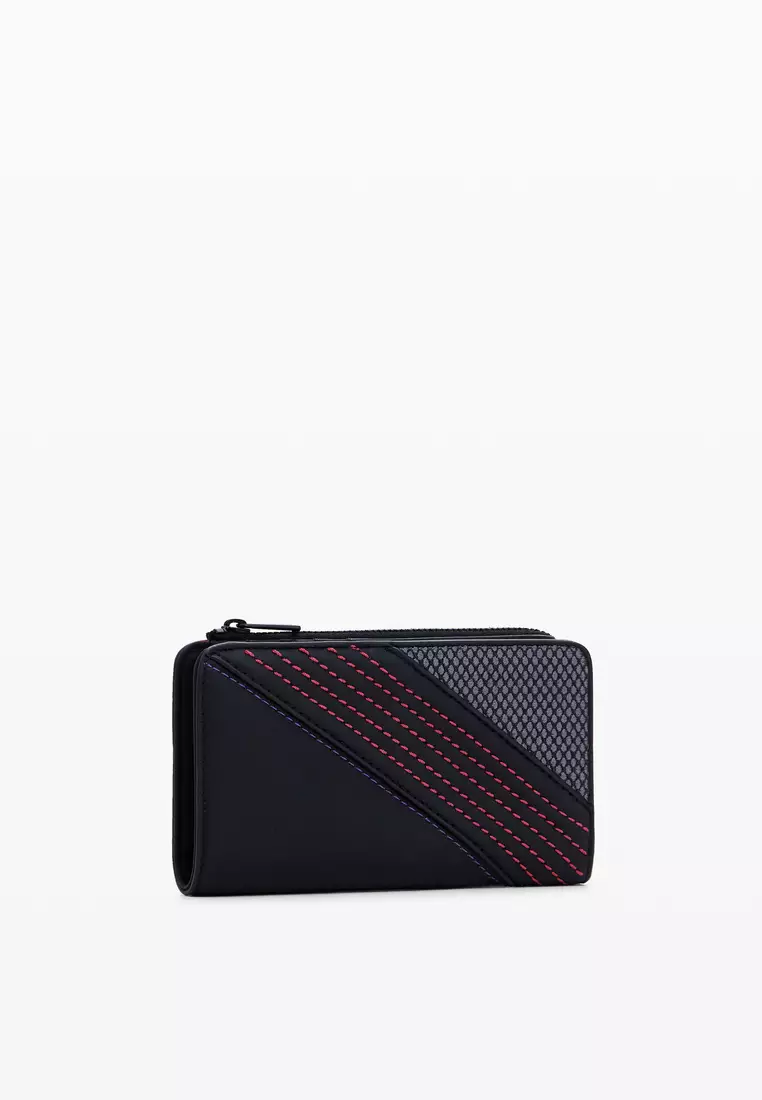 Faux leather wallet with contrasts