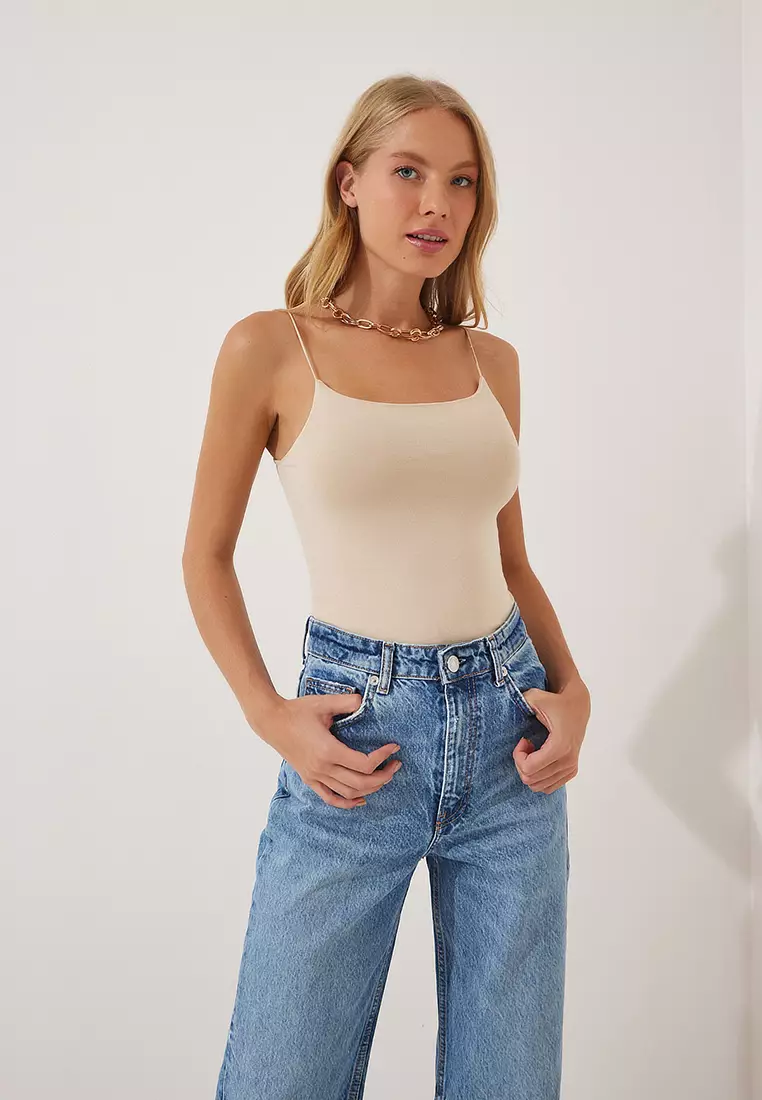 Knitted Body Blouse With Thread Straps