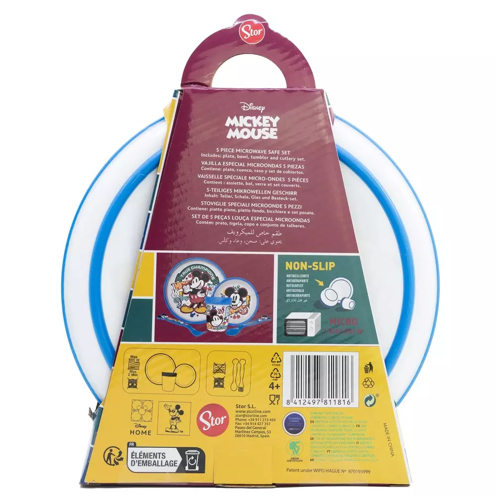 Disney Stor Nonslip Premium Microwave Safe Plastic Tableware Set Minnie - Perlengkapan Makan Anak Anti-Selip BPA Free