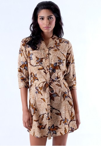 LAURA Batik Shirt Dress with Wrap Belt