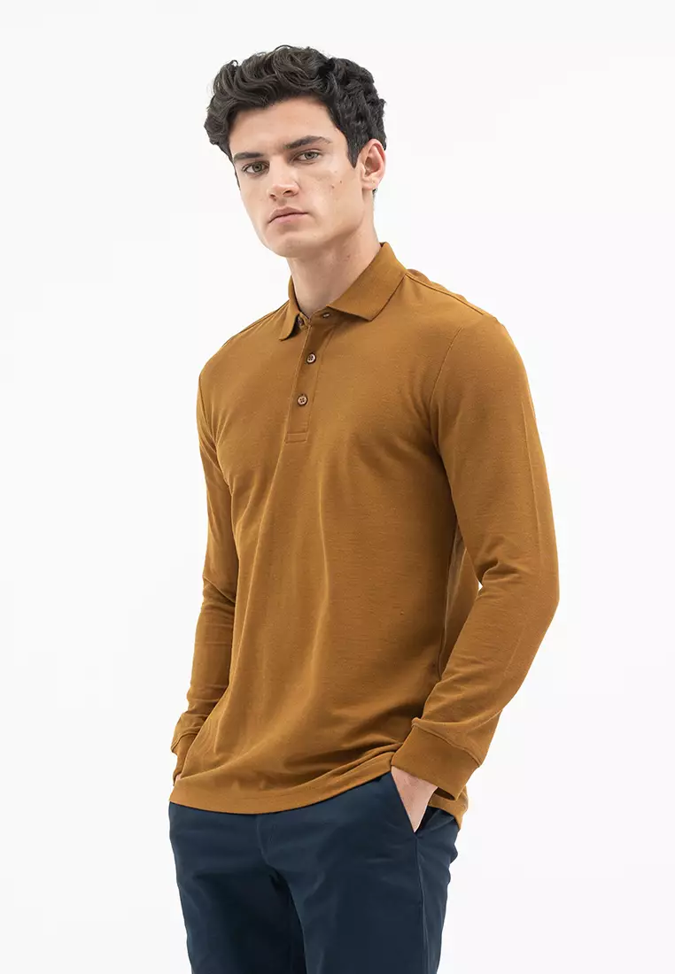 Jack Nicklaus Mezzo Polo Shirt Pria Regular Fit Monument Monk's Brown