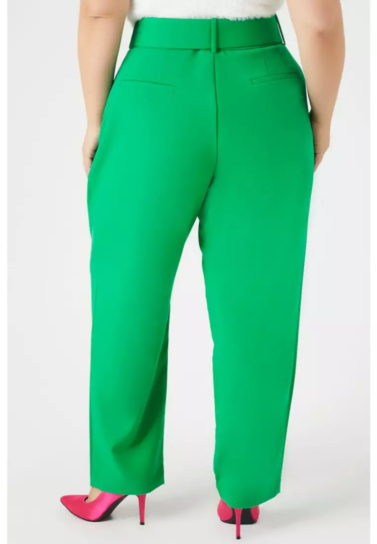 Plus size green top dress pants