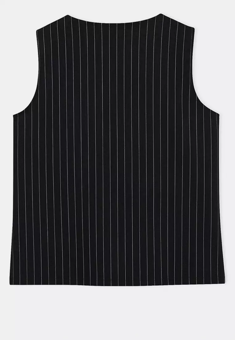 Black Striped Interlock Bow Detailed Knitted Plus Size Blouse Tbbss26Af00098