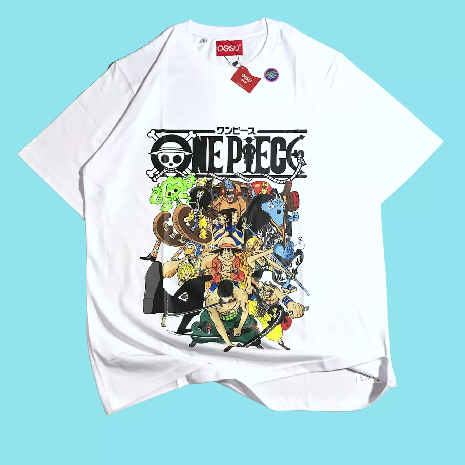 Ossu T-shirt Oversize One Piece Anime White Cottom Combed
