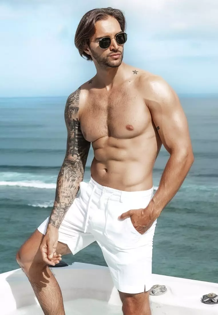 Boracay Celana Pendek Linen Pria Putih | Linen Short Pants Men White