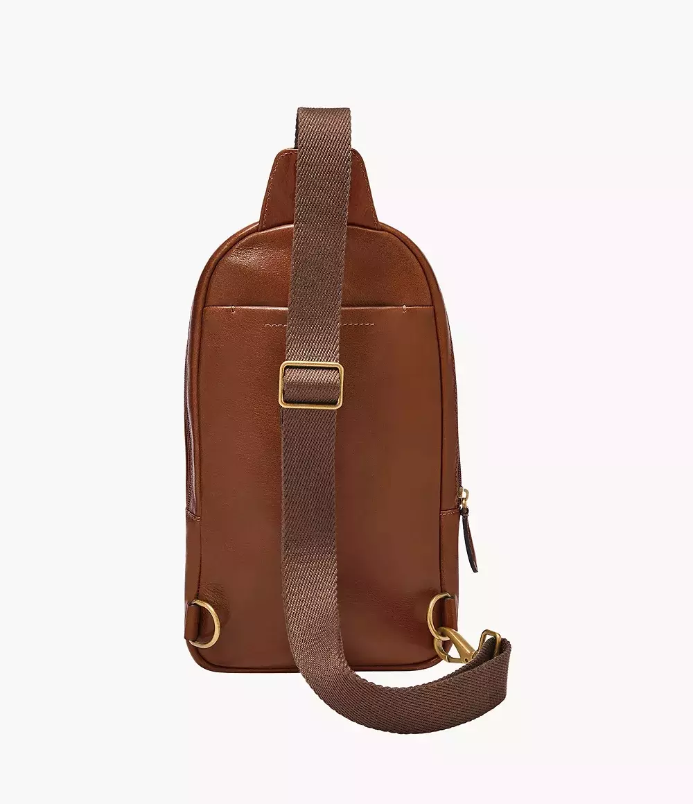 Fossil Finn Leather Sling Pack Bag Whisky Tas Selempang Pria MBG9646-212