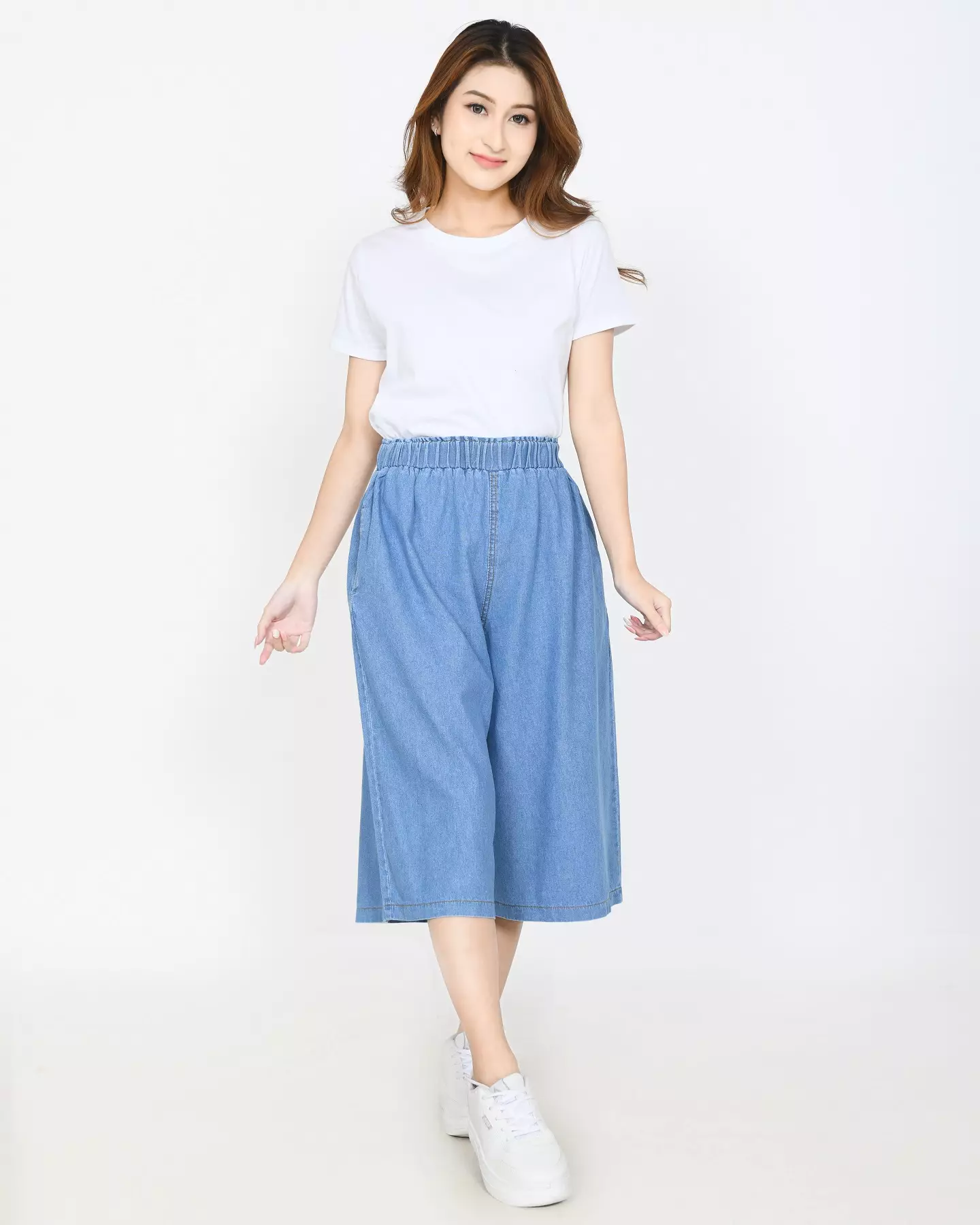 Diana Celana Kulot Denim 3/4 Wanita LIGHT BLUE