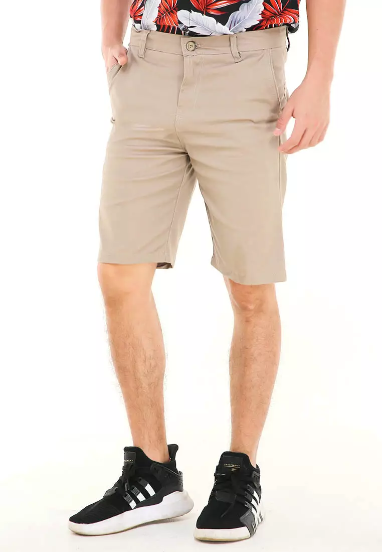 Rishham Celana Pendek Chino Pria Premium Stylish Casual Material Cotton ORIGINAL - Mocca