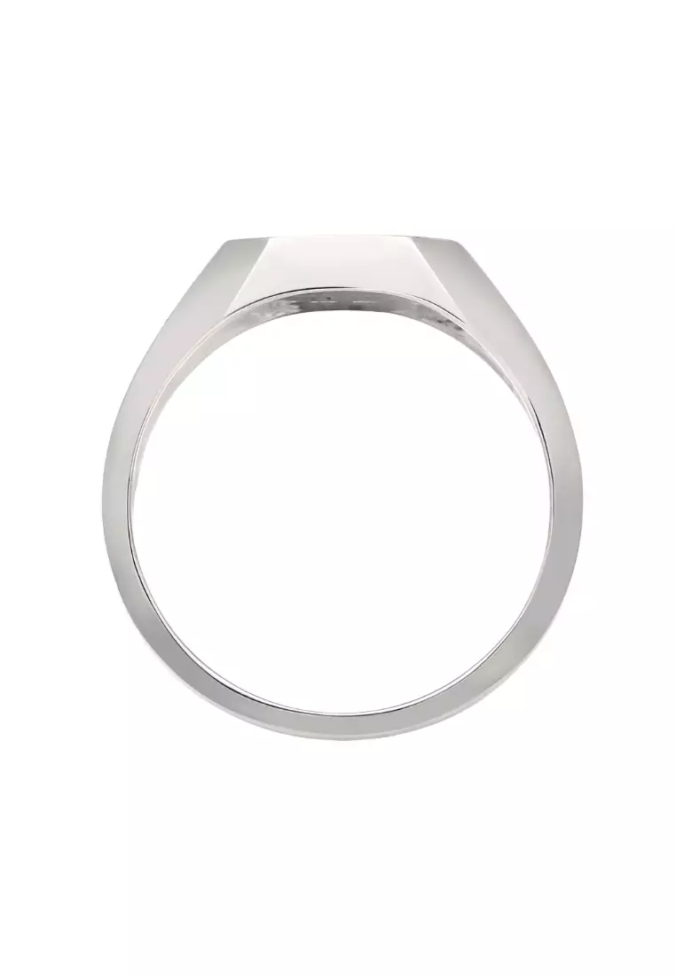 EXCLUSIVE Cincin Perhiasan Perak 925 Pria Signet Square Enamel Green