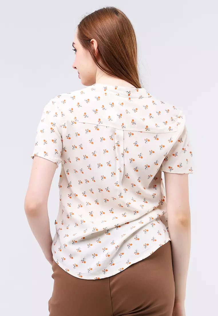 Woven Printed Rayon Short Sleeve Blouse