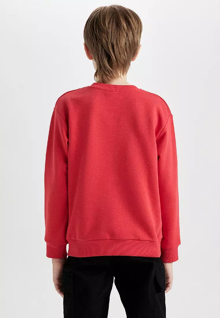 Crew Neck Atatürk Printed Red Sweatshirt