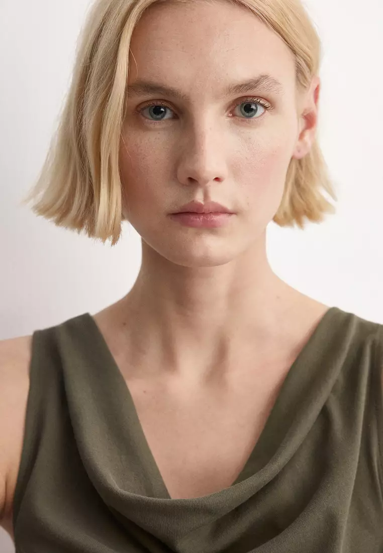 Fitted Top With Draped Neckline