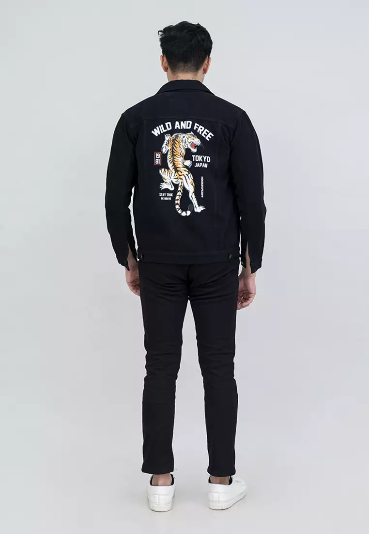 houseofcuff jaket jeans denim hitam tebal pria unisex tokyo