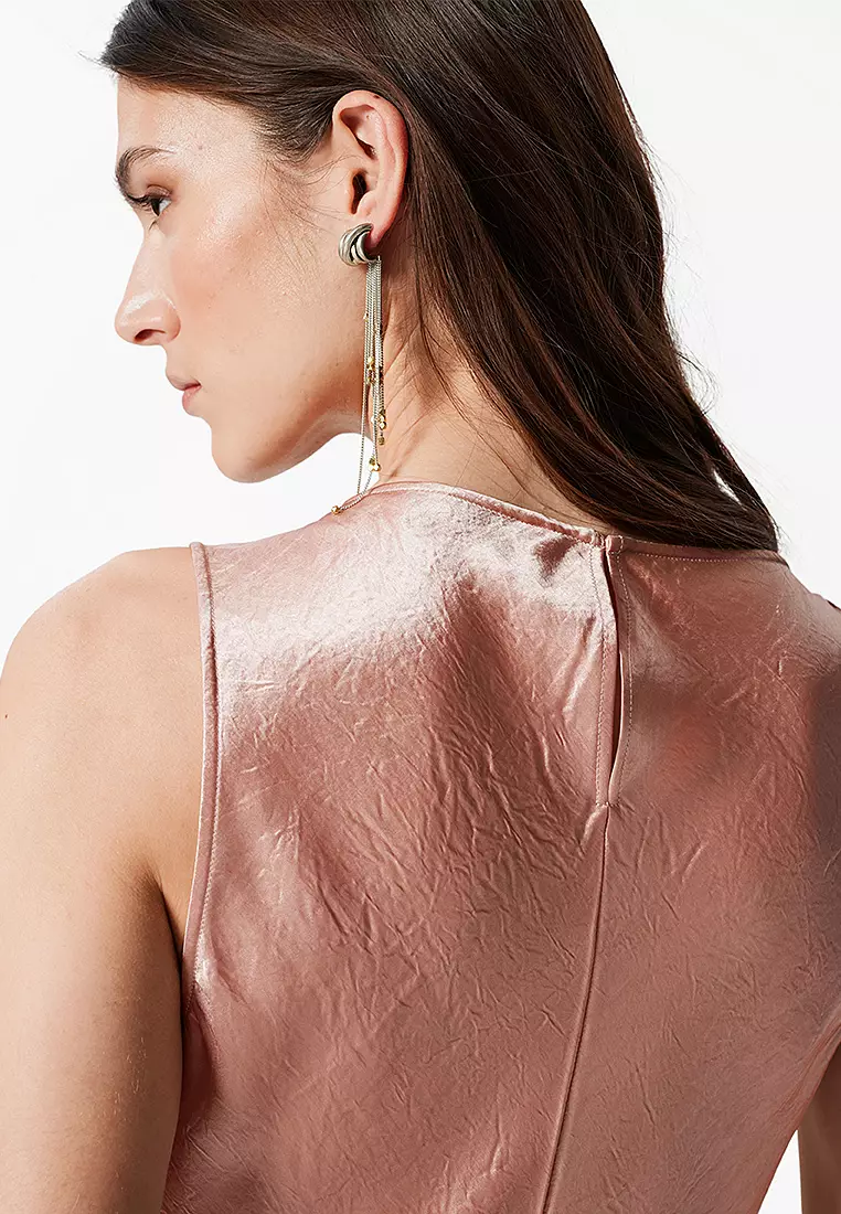 Draped Satin Midi Dress