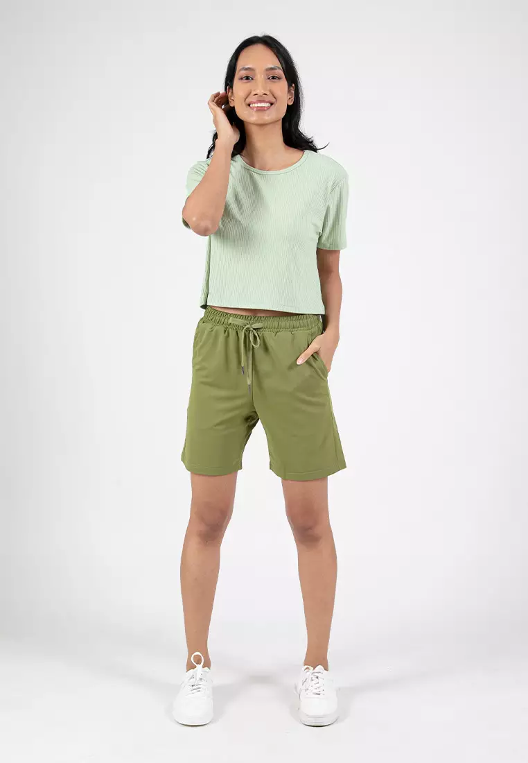 Forest Ladies Ribbed Crop Top Women Crop T-Shirt | 822343-42LtGreen