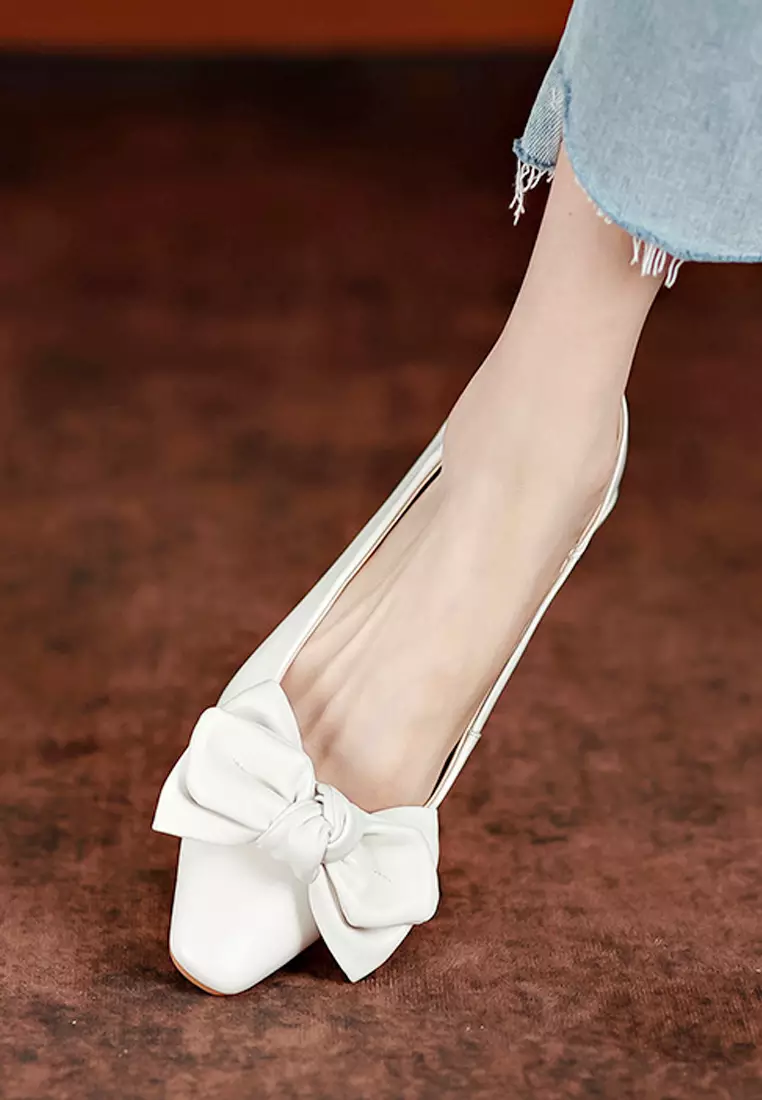 White clearance bow shoes