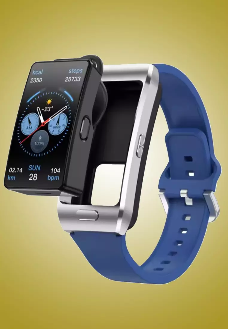 2 in 1 Smart Watch / Earphone - Unisex - IOS/Android - IP67 Waterproof - Silver/White