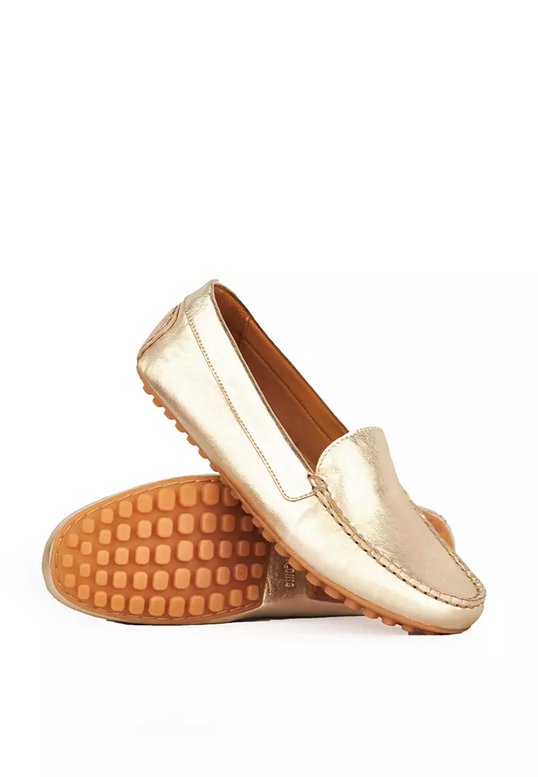 Sepatu Casual Wanita Loafer Moccasin Gino Mariani Evelyn Gold