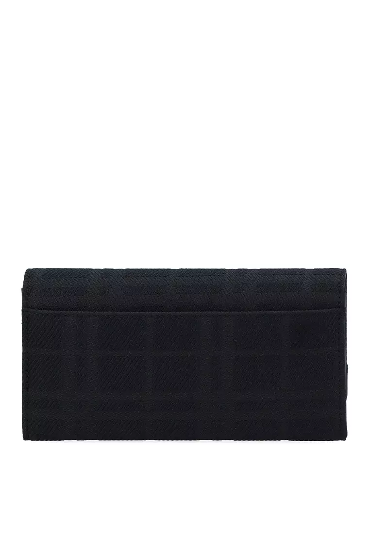 CR Brushed Plaid 2-Fold long Wallet - Black