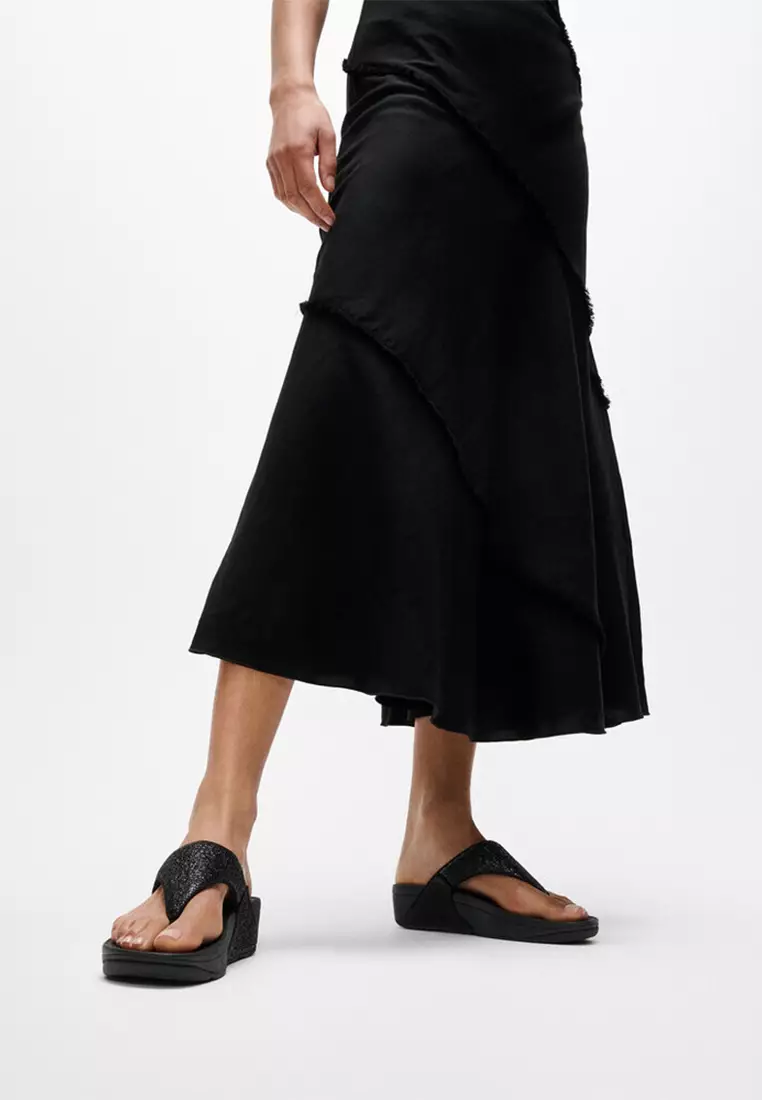 Lulu Crinkled-shimmer Toe-post Sandals