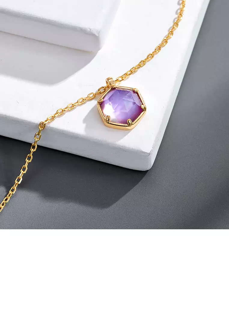 Gold necklace with hot sale amethyst pendant