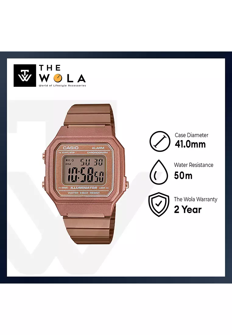 Men's Vintage Watch B650WC-5A Rose Gold Band Digital Watch