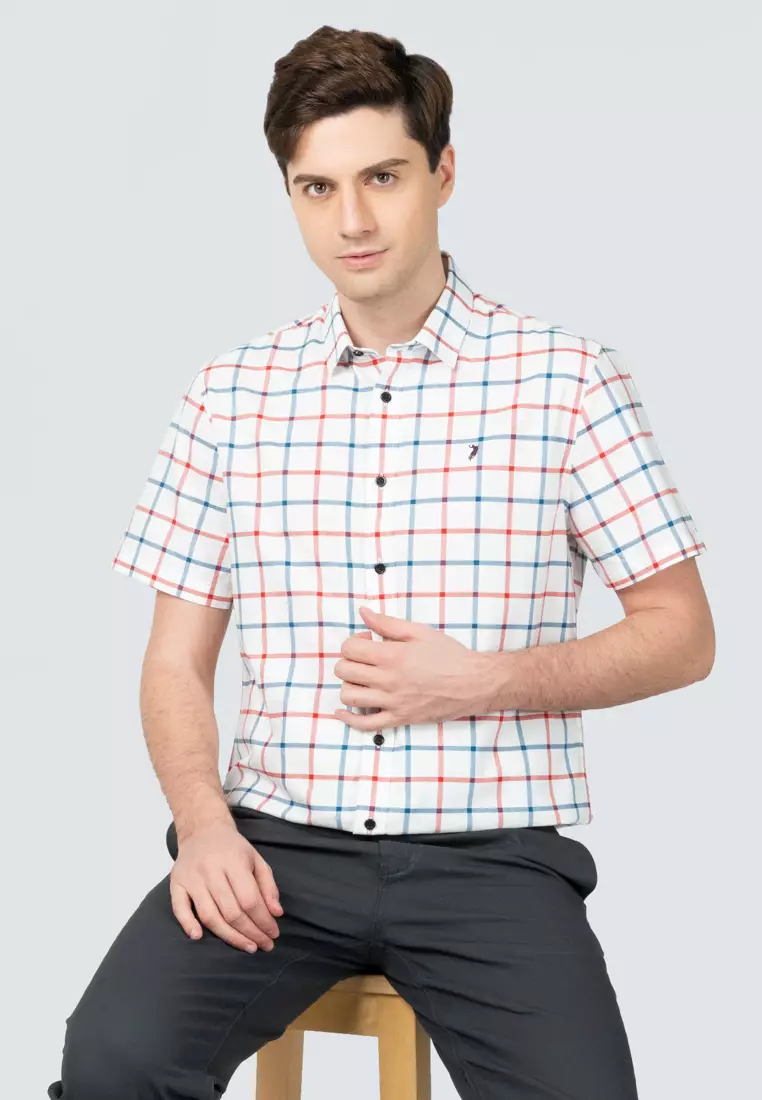 Polo Haus Men’s 100% Cotton Signature Fit Check Short Sleeve MBSS018