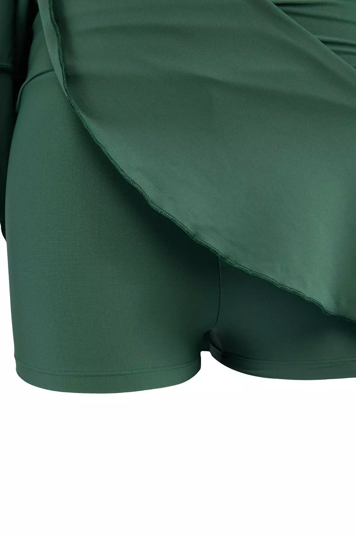 Emerald Green One-Shoulder Covered Shorts Skirt Basic Swimsuit Tbess25Ma61