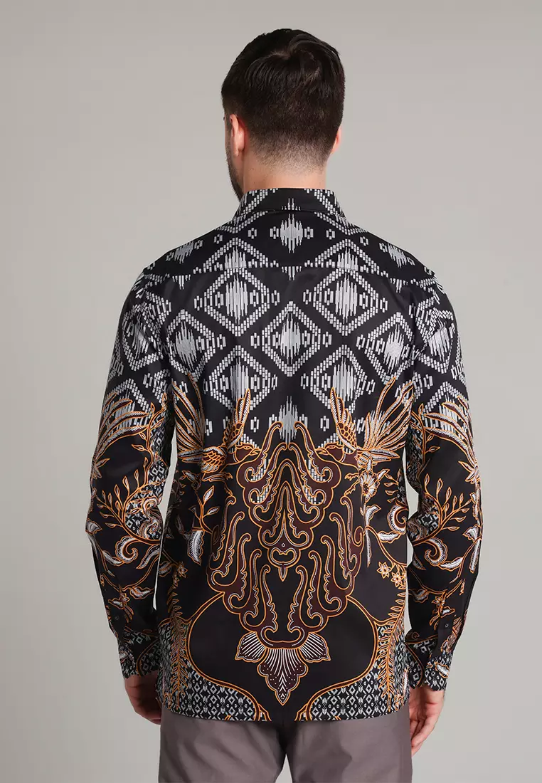 MOC - Kemeja Batik Pria Lengan Panjang Pradipta - Black