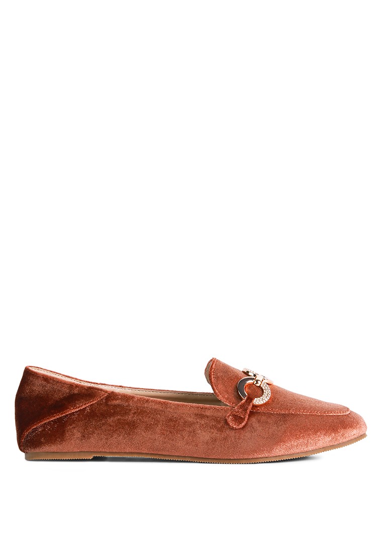 Brown Croc Textured Metal Show Detail Loafers