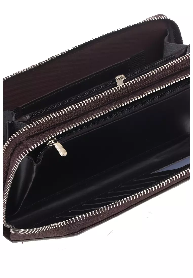 Athena Dompet Clutch Wanita Many Space Material Leather Kulit ORIGINAL - Brown