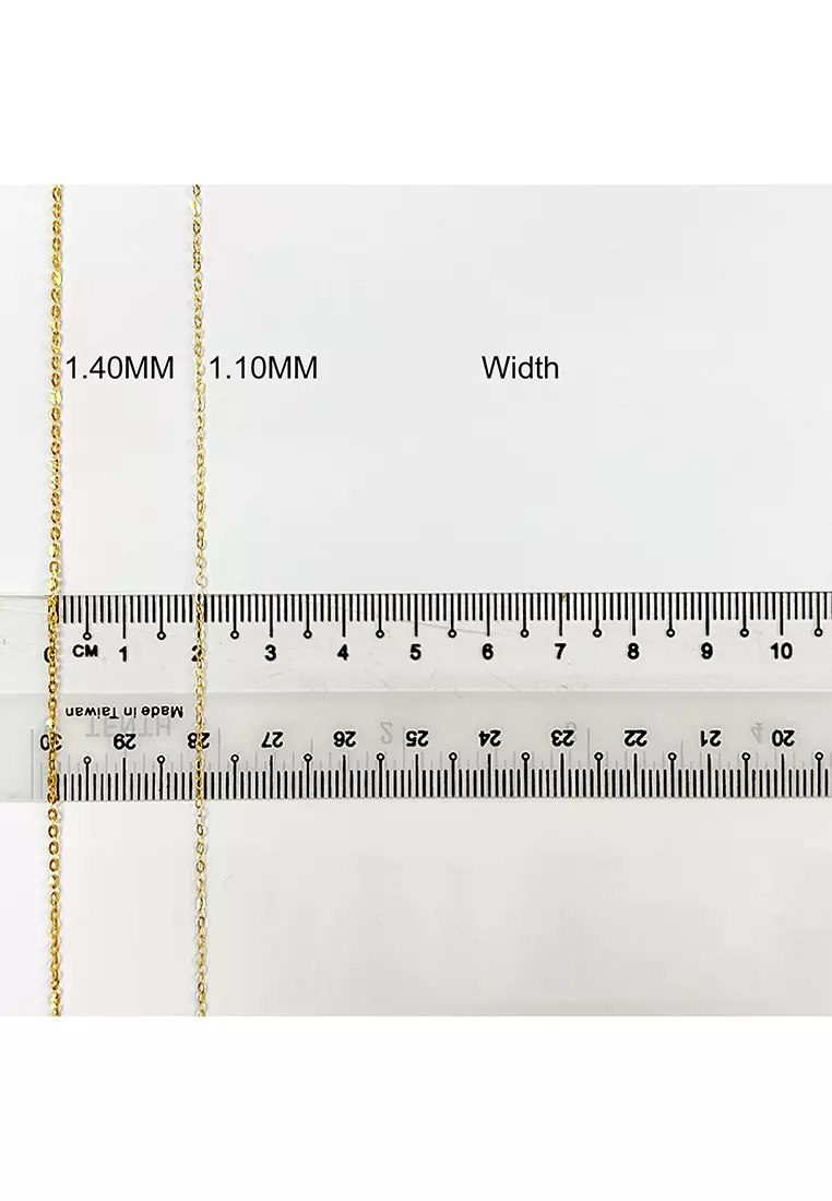 375/9K Gold Polo Chain Necklace R018 (1.10MM, 45CM)