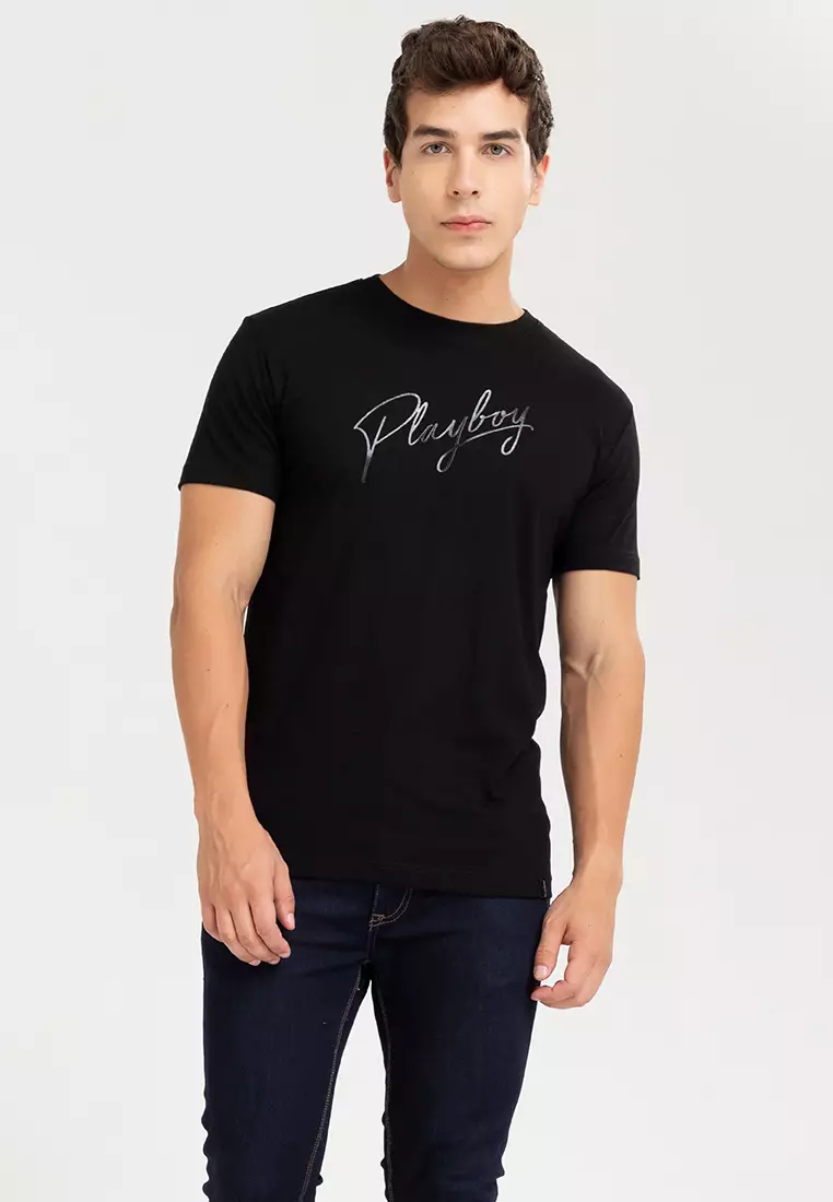 Buy Playboy Apparel Men s Black Fab Embossed Playboy Bunny Head
